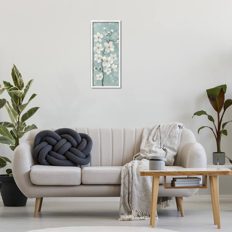 Stupell Apple Blossom on Green Framed Giclee Art Design By Janet Tava