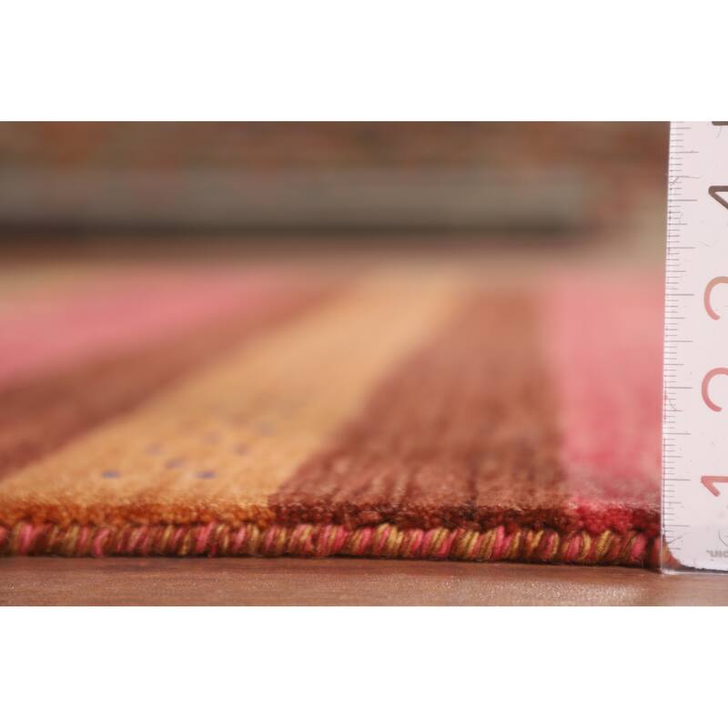 Striped Tribal Gabbeh Indian Area Rug Handmade Wool Carpet - 5'3"x 7'10"