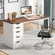 preview thumbnail 25 of 36, 47-inch Computer Desk with 5-drawer, Wood and Metal Writing Desk for Study Living Room Brown+White
