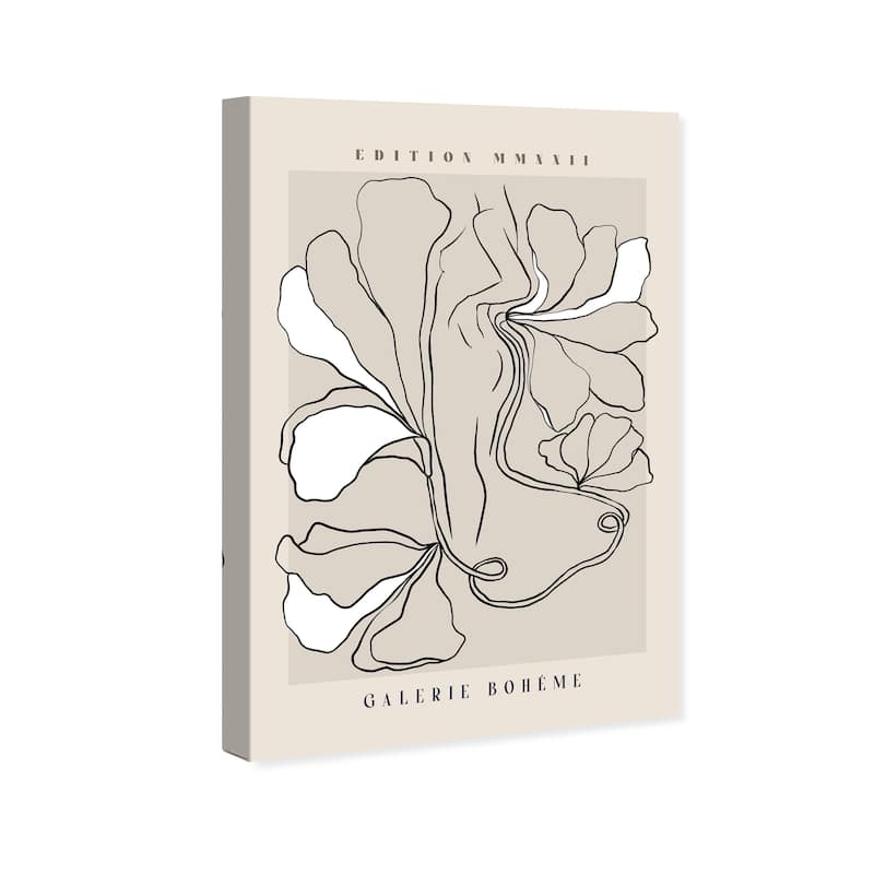 Wynwood Studio Canvas Floral and Botanical Nature takes a Step Black and Taupe Modern & Contemporary Wall Art Canvas Print