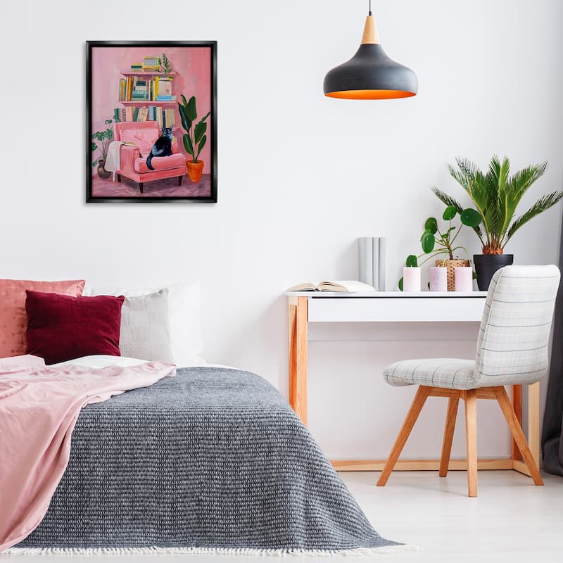 Stupell Calm & Cozy Pink Interior Framed Floater Canvas Wall Art Design By Lil' Rue