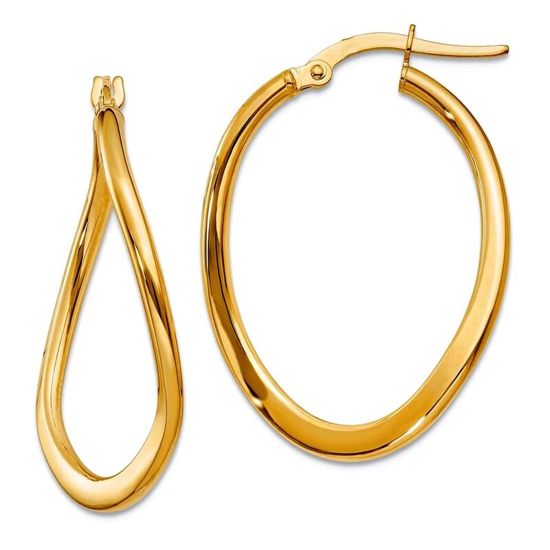 Curata 14k Yellow or White Gold 2x19mm Polished Tapered Twist Hoop Earrings - Yellow Gold