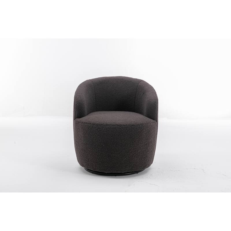 Wool Swivel Barrel Chair with 360° Rotation & Metal Base