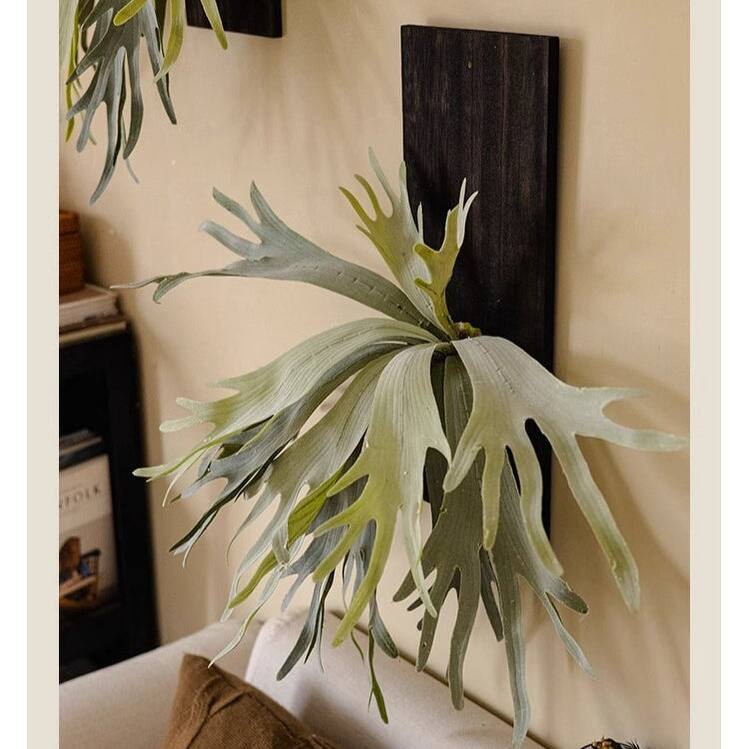 RusticReach Artificial Antler Fern on Solid Wood Base