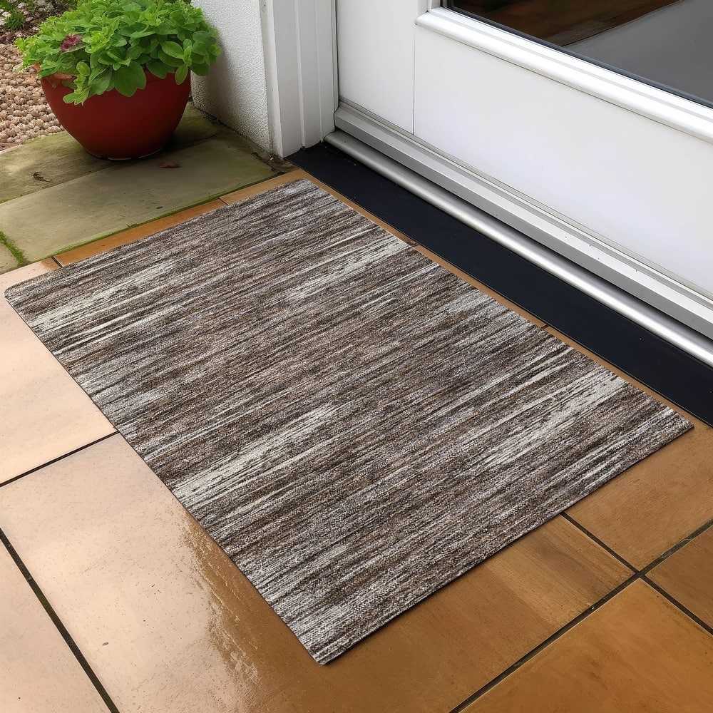 Machine Washable Indoor/ Outdoor Chantille Abstract Stripe Rug