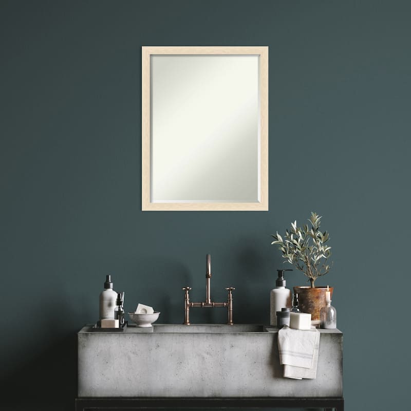 Woodgrain Stripe Half-Inch-Bevel Wood Framed Wall Mirror - Glass Size 18x24