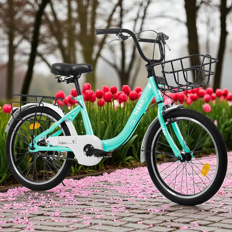 20 Inch Kids Bike for Boys & Girls, Single Speed Bicycle with Coaster Brake, V-Brake & Rear Rack - Green