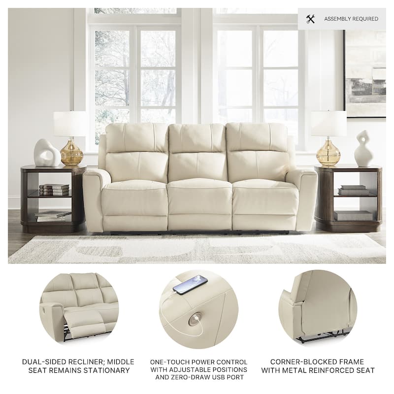 Signature Design by Ashley Dahlmoore Beige Power Reclining Sofa - 87" W x 42" D x 40" H