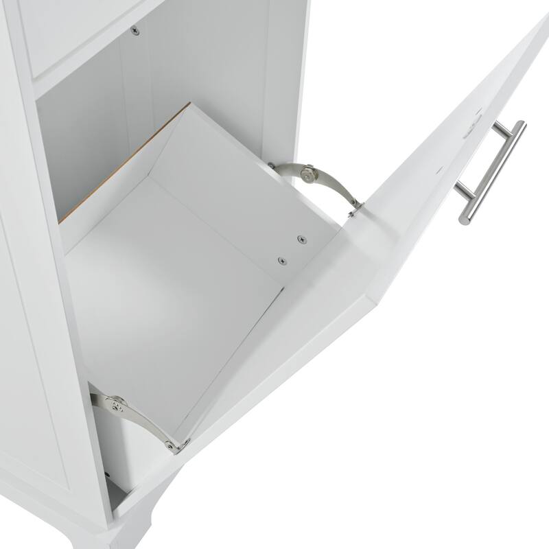 Fluted Kitchen Island with Trash Can Storage and Power Outlet