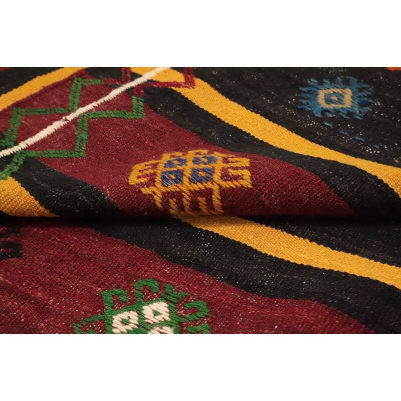 Hand Woven Oriental 100% Wool Carpet Southwestern Tribal Multi-Colored Kilim Area Rug - 10' 1'' X 6' 5''