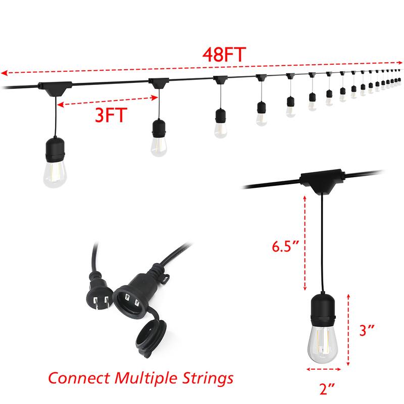 96FT Outdoor String Lights Commercial Grade Waterproof Lights - Clear