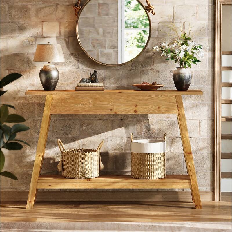 43.31" Solid Wood Console Table with 2 Drawers