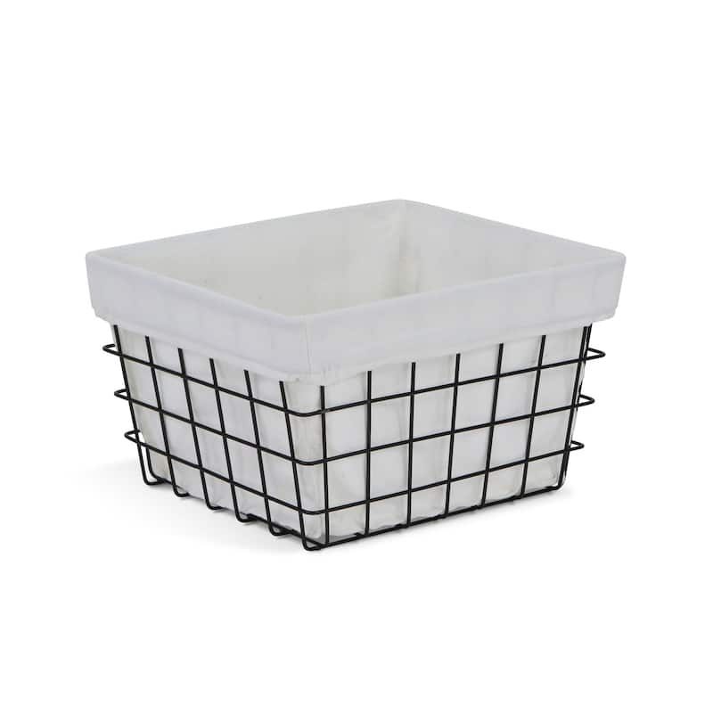 12.75" Black Lined Grid Wire Tapered Storage Basket