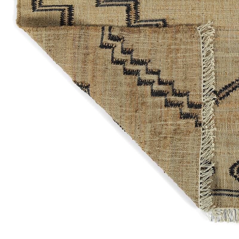 Natural Jute Black Hand-Made Indoor Area Rug