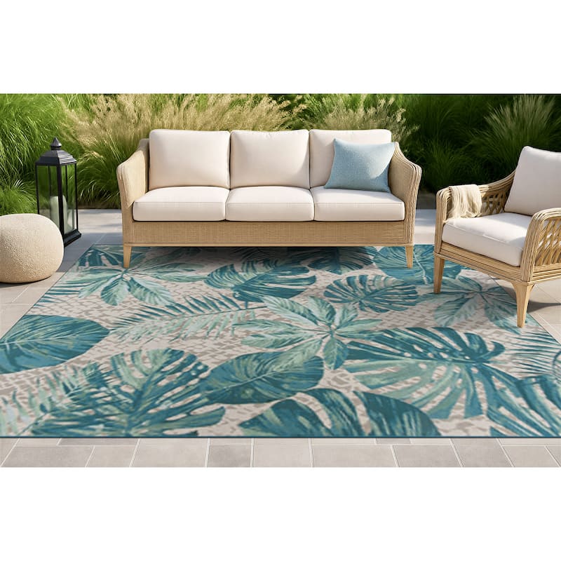 World Rug Gallery Modern Contemporary Geometric Indoor/Outdoor Area Rug - 6' 6" X 9'