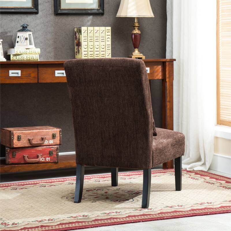 Contemporary Chenille Fabric Armless Accent Chair with Pillow, for Living Room