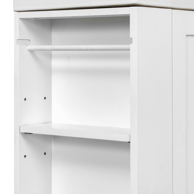 GDF Studio - Lizzar Modern Solid Wood + MDF 20-Inch Bathroom Vanity with Ceramic and Side Shelf
