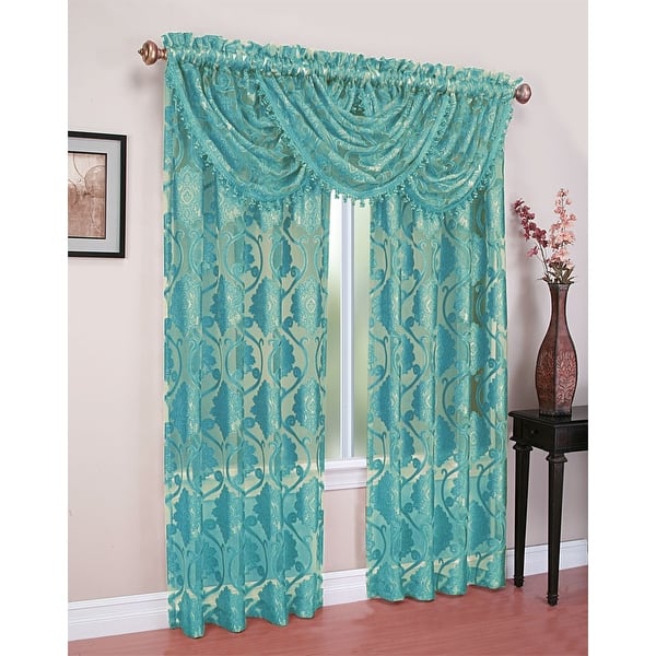 slide 2 of 2, Milawi Jacquard Sheer Rod Pocket Panel, 54x84 Inches, 2-Pack Blue