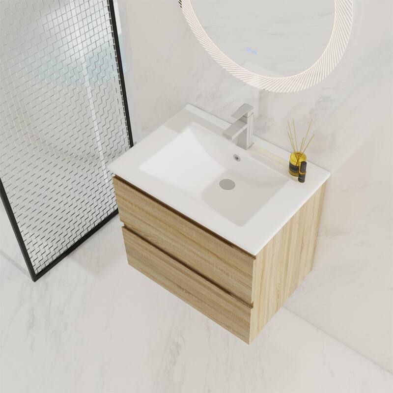BNK 24"/30"/36'' Single Sink Bathroom Vanity with Two Soft Close Drawers
