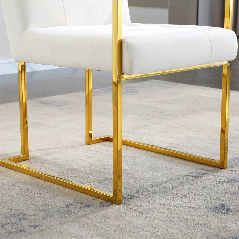 Velvet Dining Chair Tufted Design and Silver Finish Stainless Base