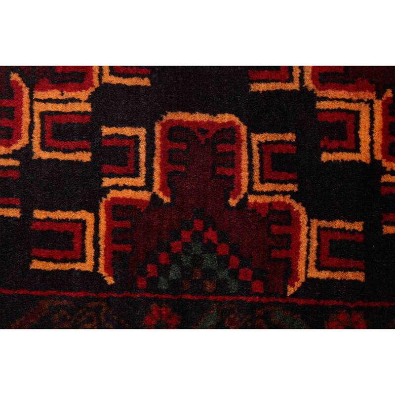 ECARPETGALLERY Hand-knotted Teimani Black, Dark Red Wool Rug - 3'10 x 6'1