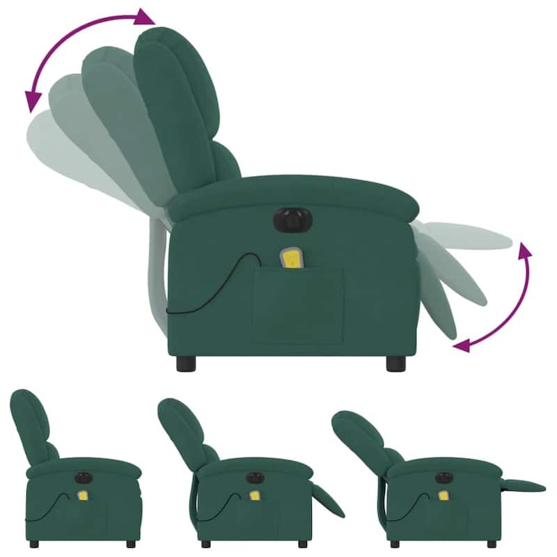 vidaXL Massage Recliner Chair Wingback Reclining Armchair for Elderly Velvet