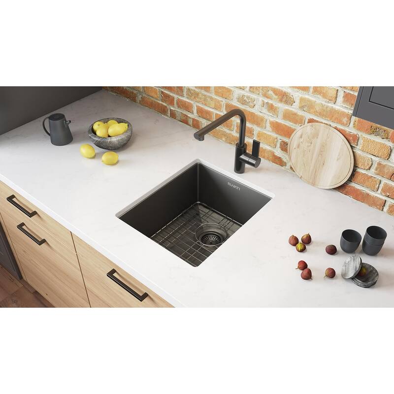Ruvati 14-inch Gunmetal Black Stainless Steel Undermount Bar Prep Sink - RVH7114BL