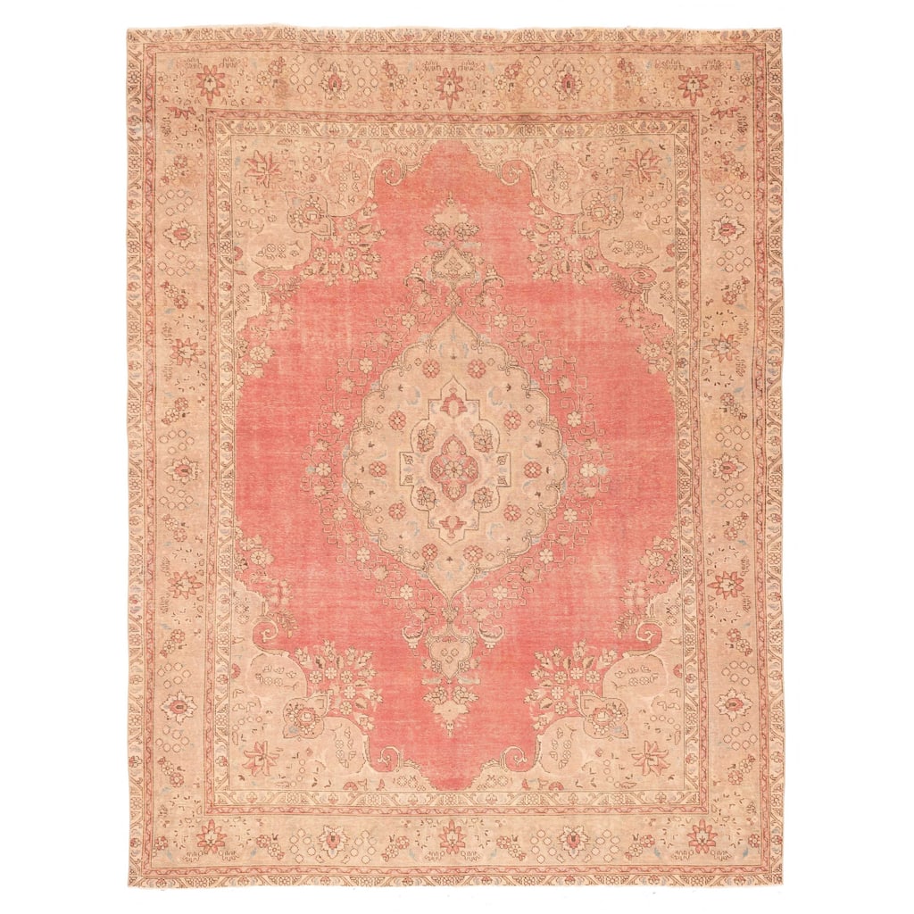 ECARPETGALLERY Hand-knotted Antalya Vintage Light Red Wool Rug - 9'7 x 12'4