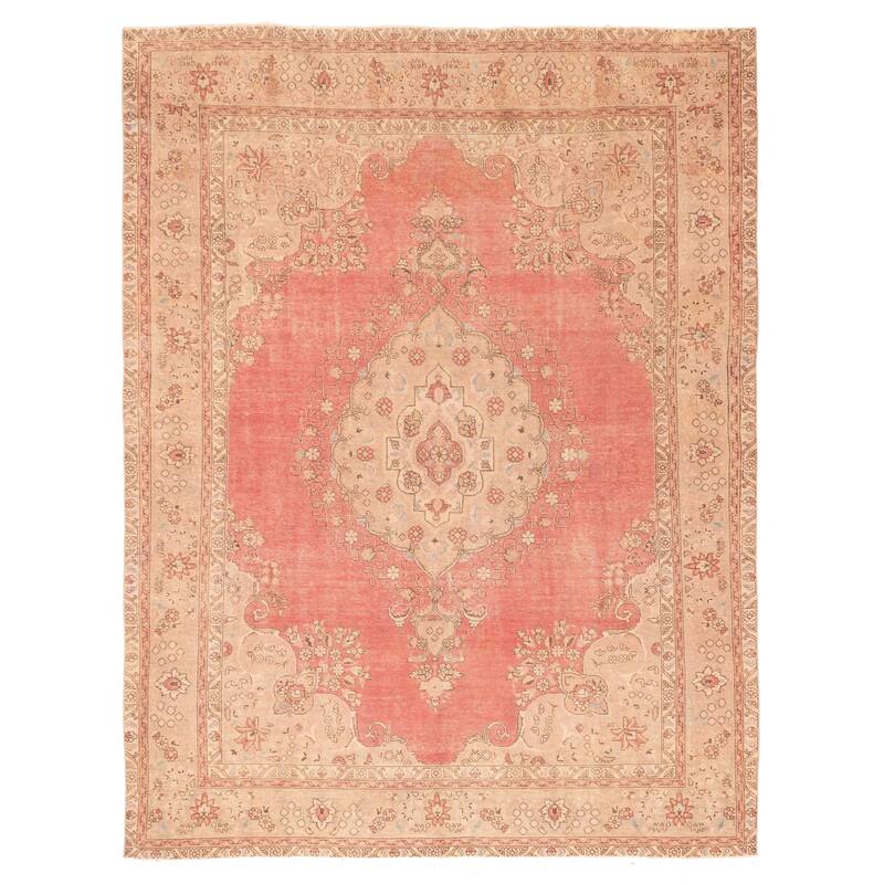 ECARPETGALLERY Hand-knotted Antalya Vintage Light Red Wool Rug - 9'7 x 12'4