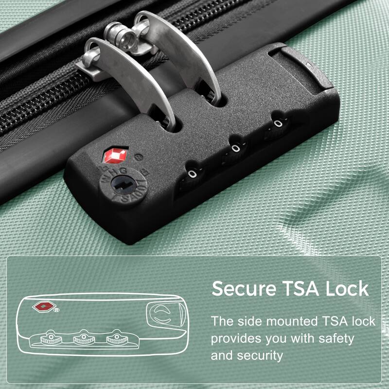 3 Piece Hardside Rugged Travel Luggage Set, Carry on Lightweight Durable Suitcase with Collision-Protection Angle and TSA Lock