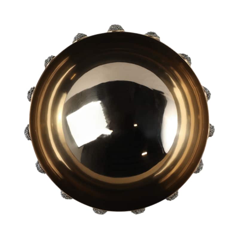 Metal Bowl with Stone Pedestal Base and Crystal Textured Accents