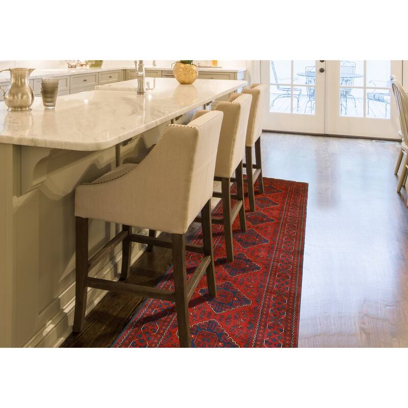 Khamyab Tatiana Red/Navy Runner - 3'0" x 12'8"