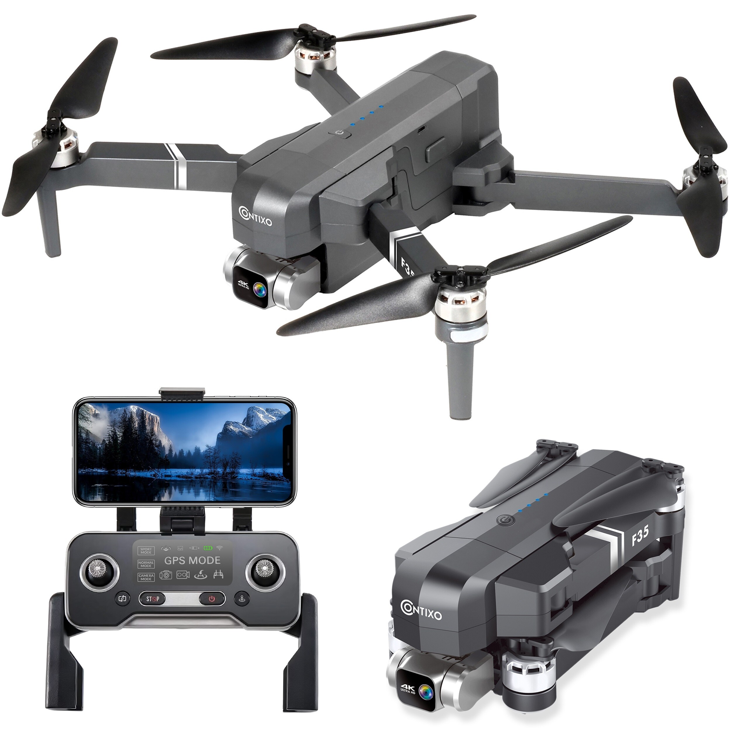 Contixo F35 Drone with 2Axis SelfStabilizing Gimbal, 5000ft Fly Range