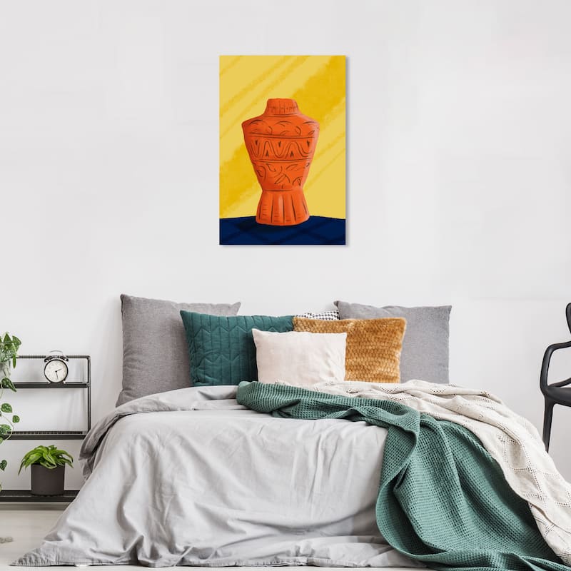 Wynwood Studio Canvas Floral and Botanical Dusk Ornate Vase Orange and Traditional Wall Art Canvas Print - 36 x 24