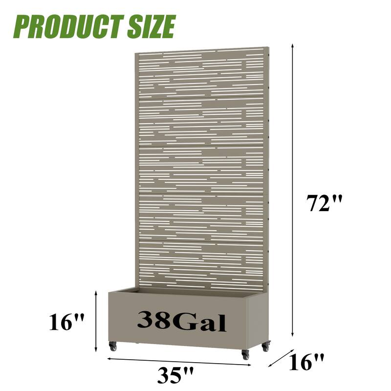 Raised Garden Bed Planter with Trellis Movable Planter Box with Lockable Wheels