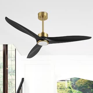 GetLedel 52-in Solid Wood Propeller LED Ceiling Fan with Remote and Light