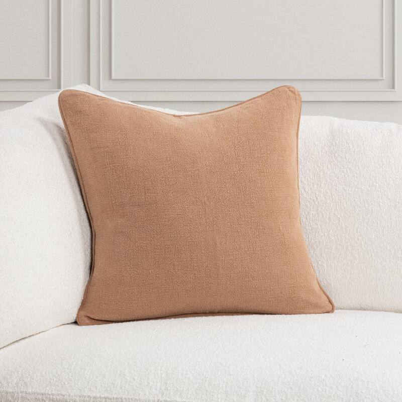 Villa by Classic Home Bedford Linen Fabric Throw Pillow - Hazel Brown