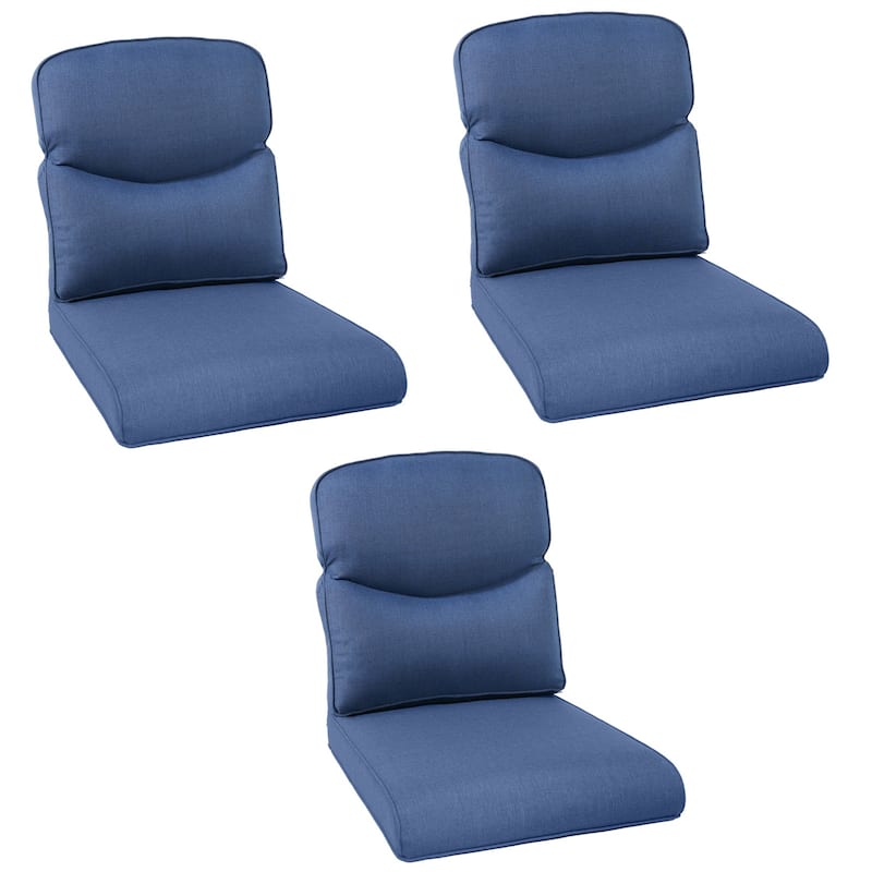 Pocassy 22x25x4 Inch Outdoor Cushion for Swivel Chairs Sofa Set - Blue Cushion - 3 Set Seat & Back Cushion