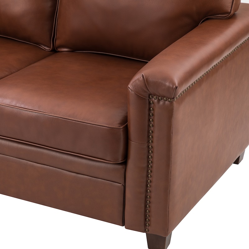 Irene Transitional Sofa with Nailhead Trim and Solid Wooden Legs