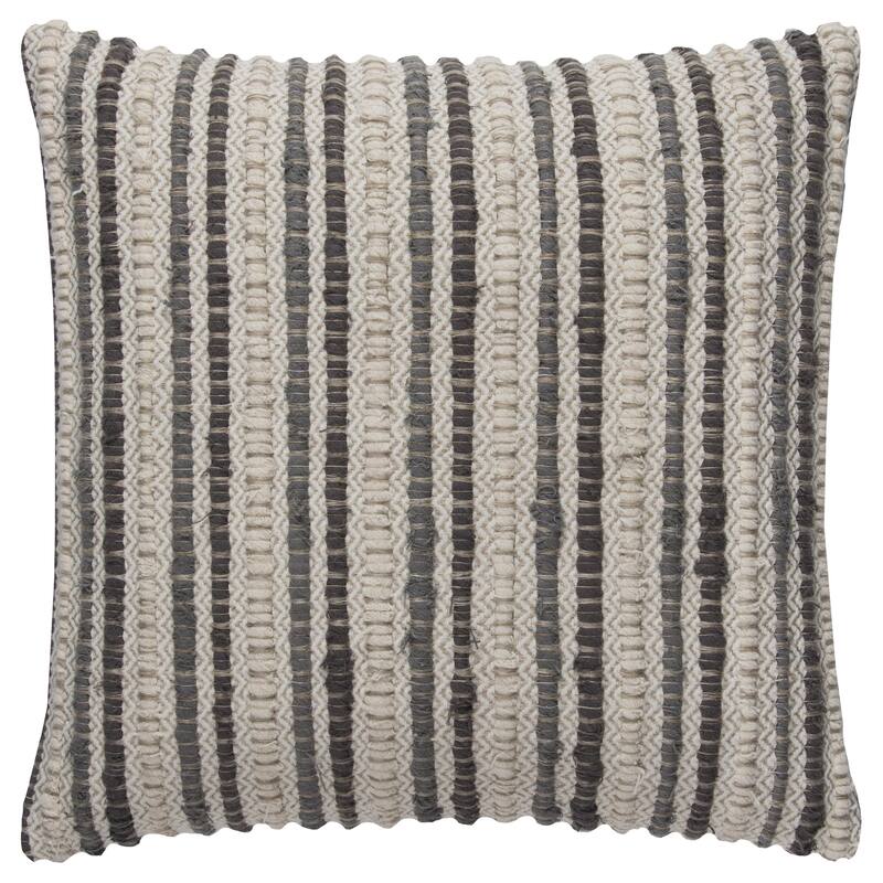 Rizzy Home Striped Textured Throw Pillow - Grey/ Natural - Cover Only
