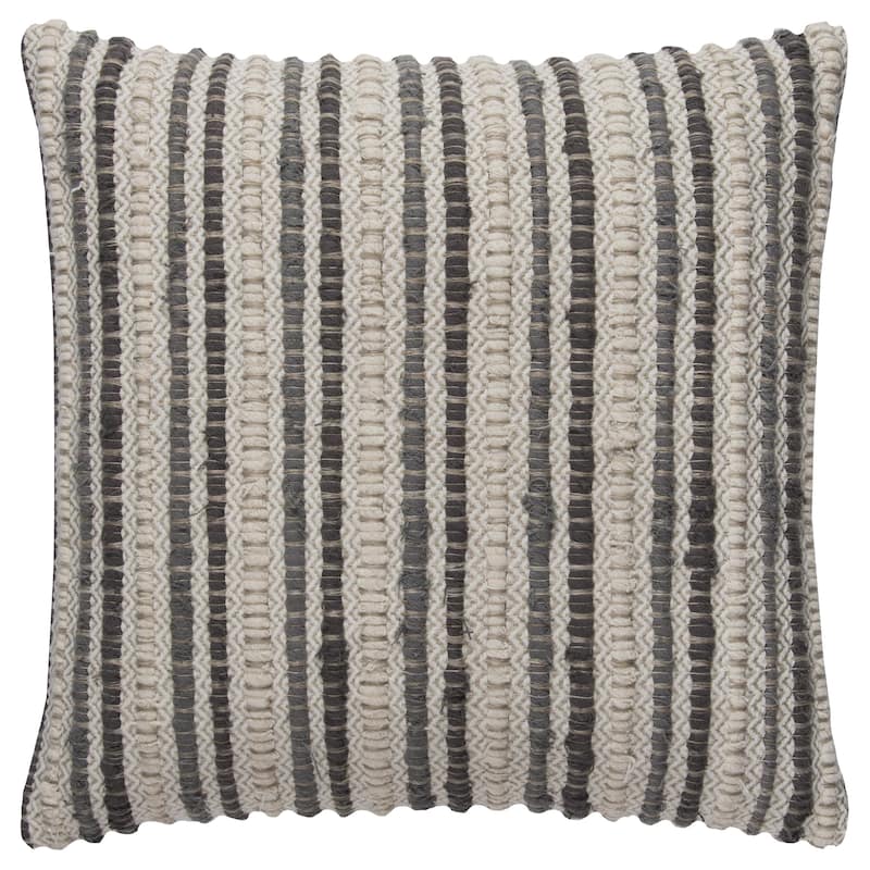 Rizzy Home Striped Textured Throw Pillow - Grey/ Natural - Polyester
