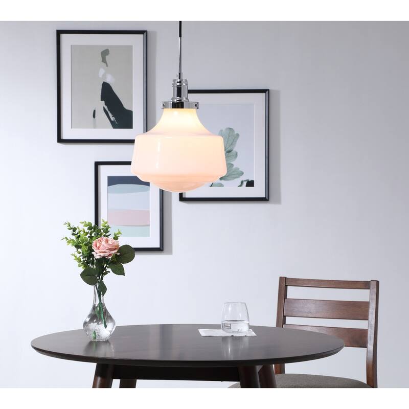 Klyli 11-inch 1-light Frosted Glass Hanging Pendant