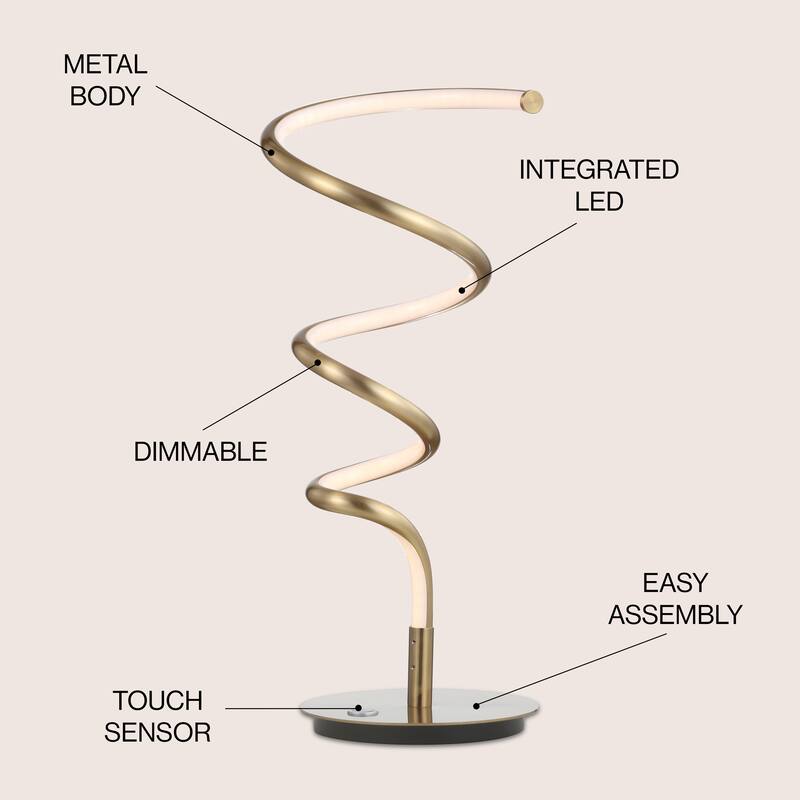Owen 19.75" Modern Dimmable Metal Integrated LED Table Lamp, Chrome by JONATHAN Y