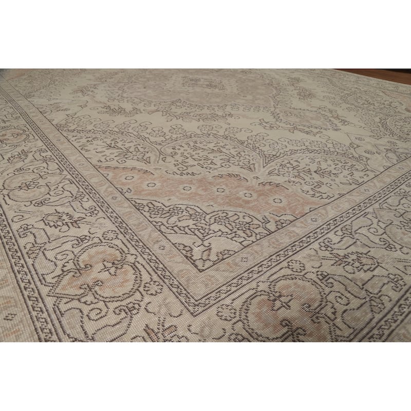 Medallion Tabriz Persian Vintage Area Rug Handmade Wool Carpet - 9'8"x 12'6"