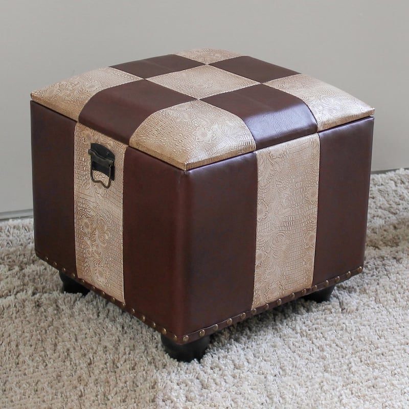 International Caravan Carmel Square Storage Ottoman - Mixed Patchwork