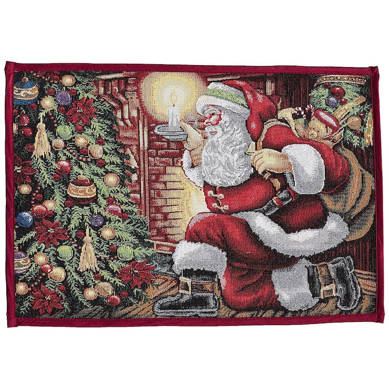 Violet Linen Decorative Christmas Tapestry Holiday Design- 19" X 27" Area Rug - 19" x 27" - Santa Claus Design