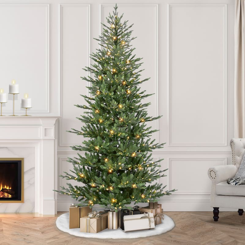 Puleo International 7.5 ft. Pre-Lit Alberta Slim Artificial Spruce Tree - Green
