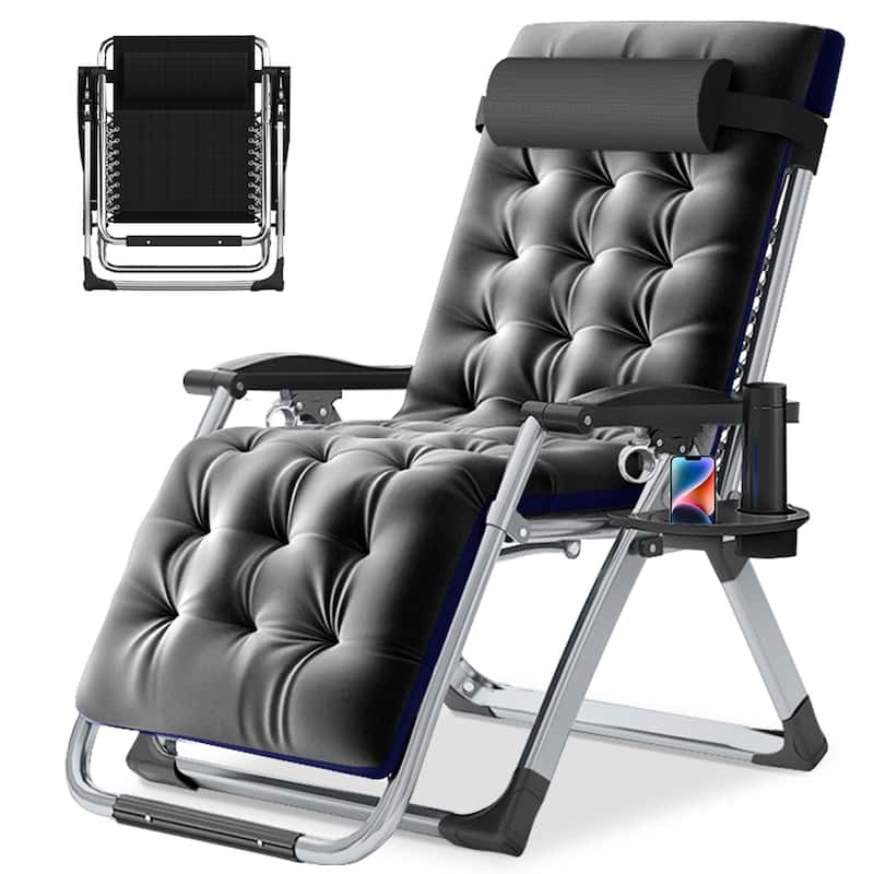 DoCred Zero Gravity Chair, Folding Lawn Chaise Recliner Lounge Chair - Grey-1pack