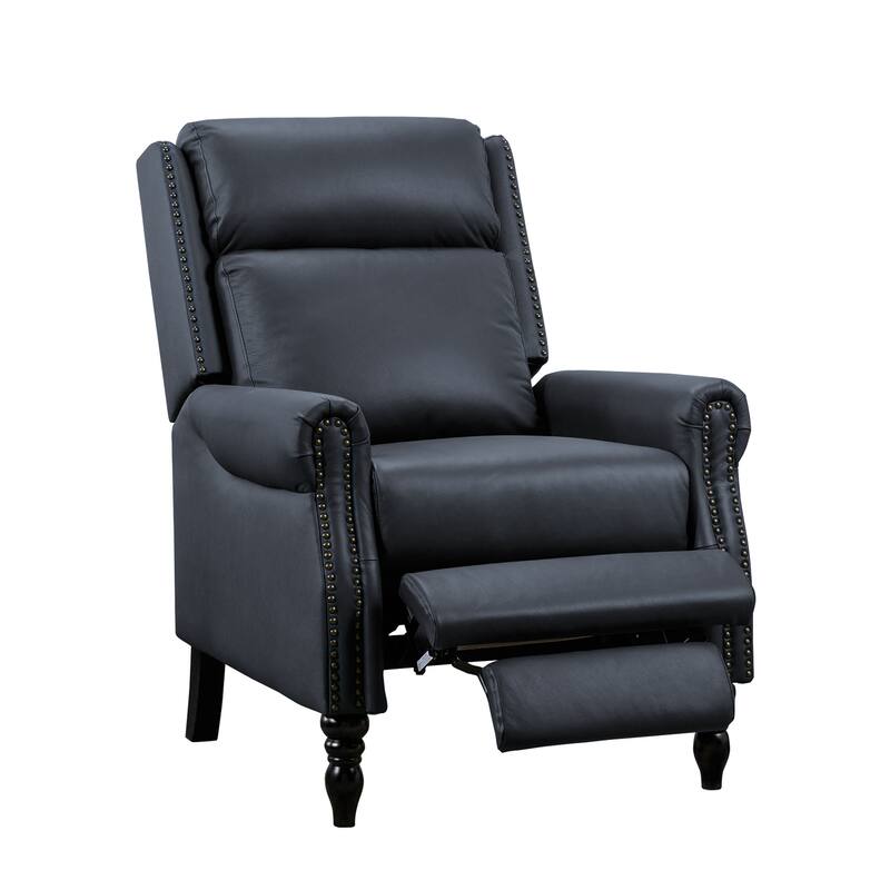 Genuine Leather Push Back Adjustable Recliner with Comfortable Arms for Living Room Chair