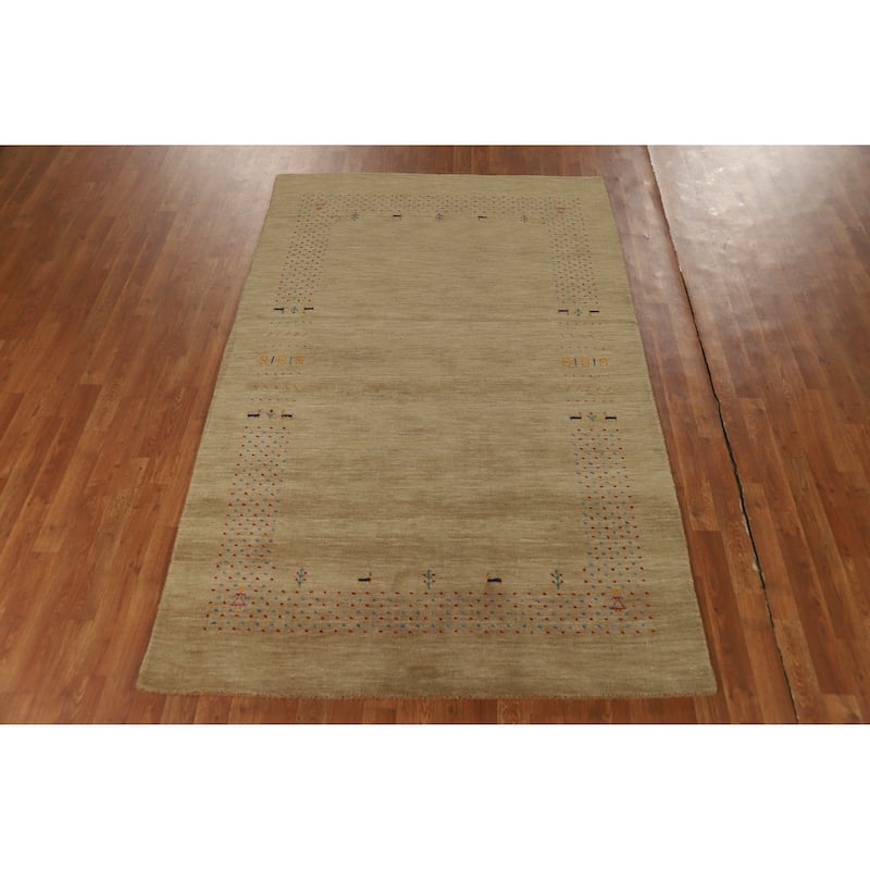 Hand Knotted Oriental 100% Wool Carpet Tribal Tribal Brown Gabbeh Area Rug - 7' 8'' X 4' 11''